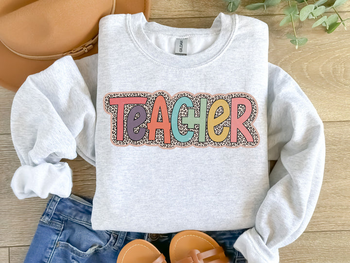 Teacher Leopard Bold Outline DTF Print