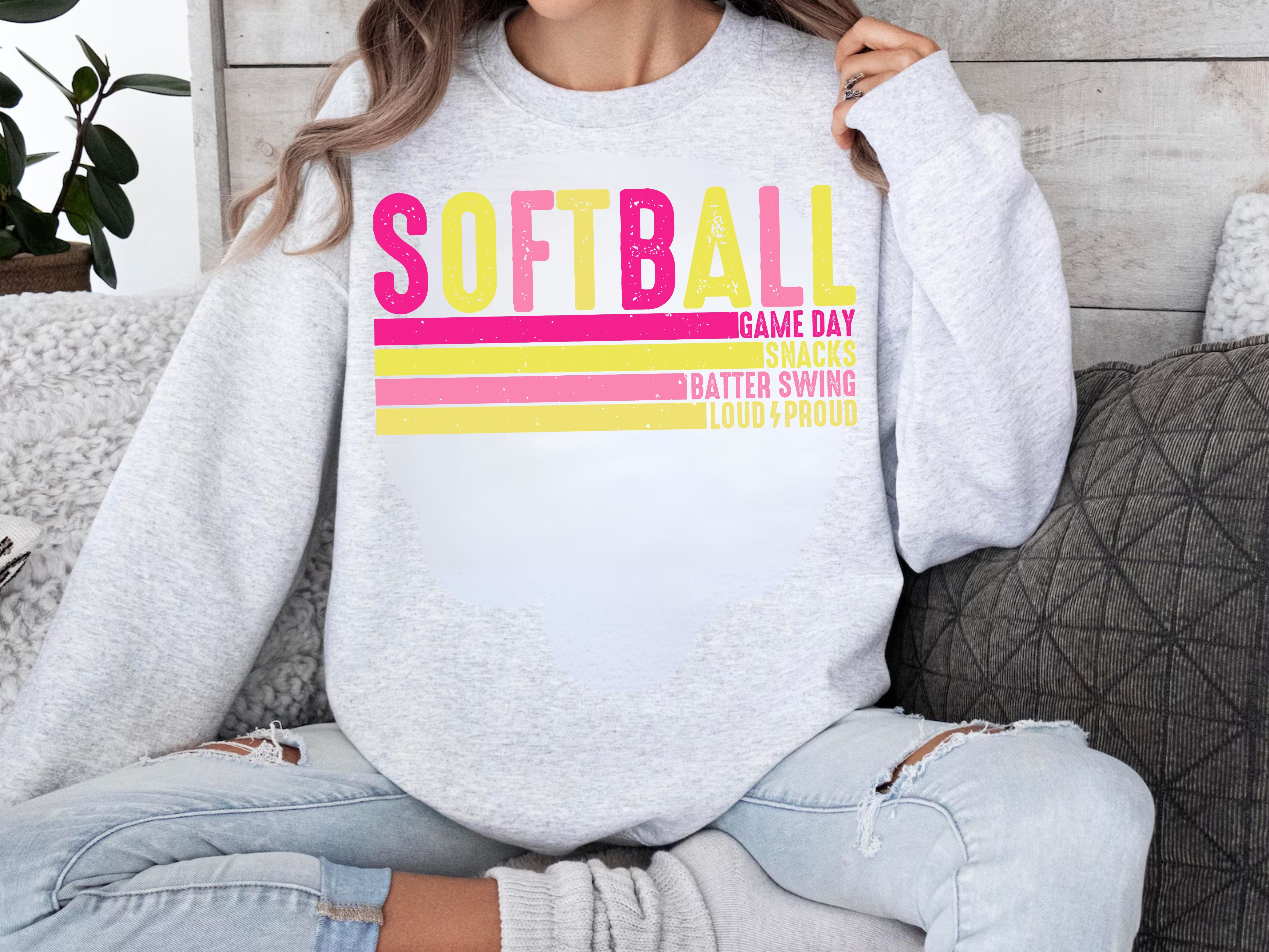 Softball Stacked DTF Print