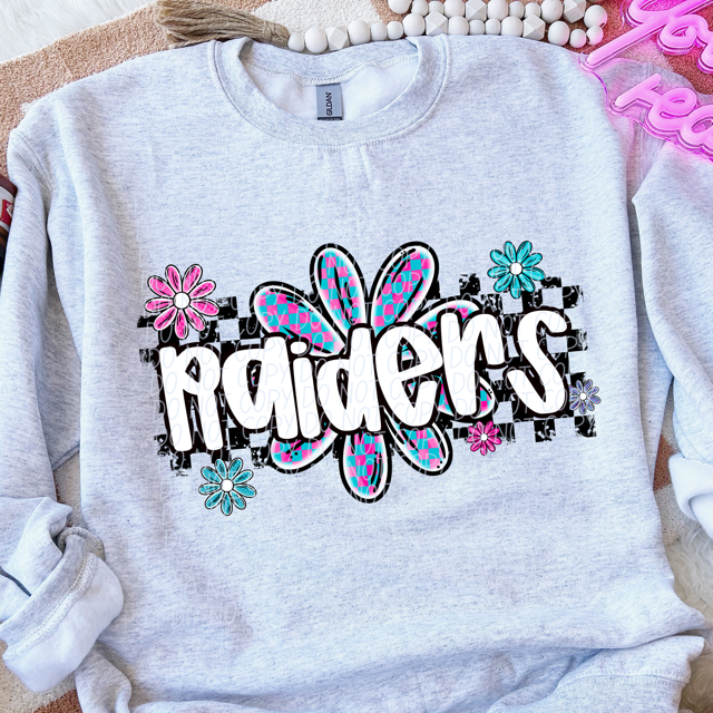 Checker Flower Mascots DTF Print