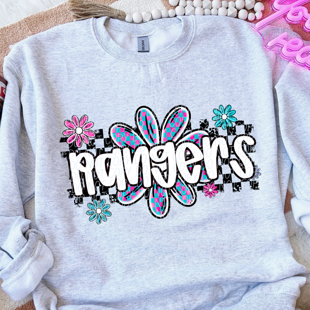 Checker Flower Mascots DTF Print