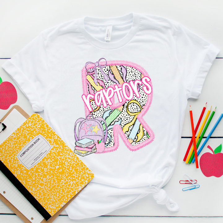 Pink Letter Back to School Mascots Youth DTF Print