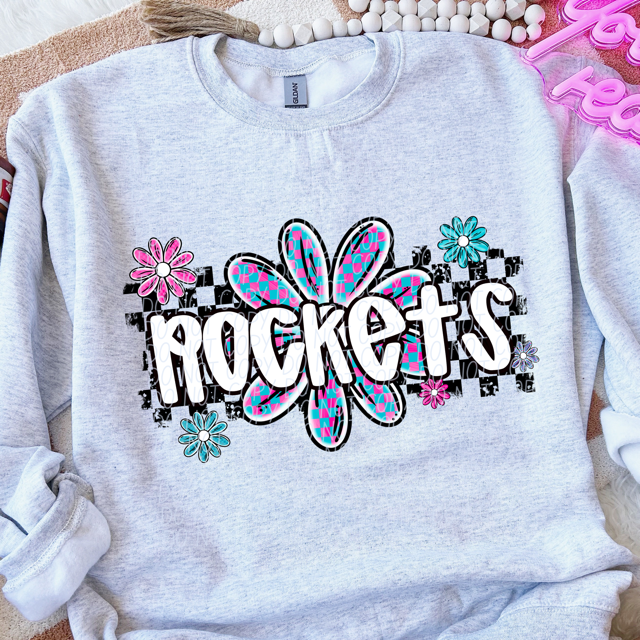 Checker Flower Mascots DTF Print