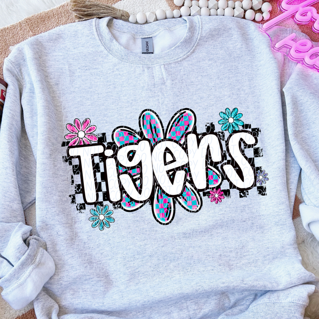 Checker Flower Mascots DTF Print