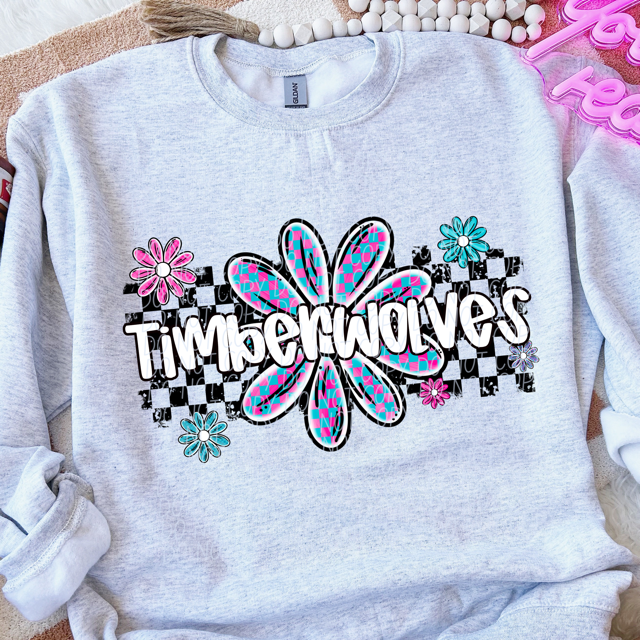 Checker Flower Mascots DTF Print