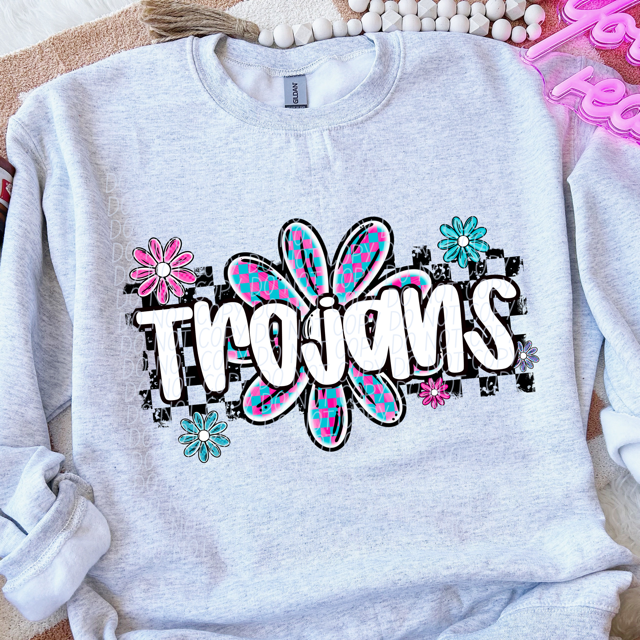 Checker Flower Mascots DTF Print