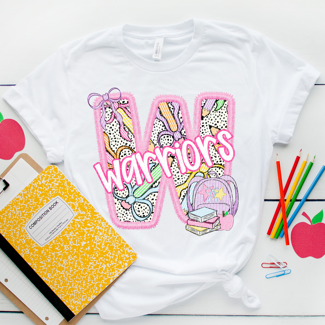 Pink Letter Back to School Mascots Youth DTF Print