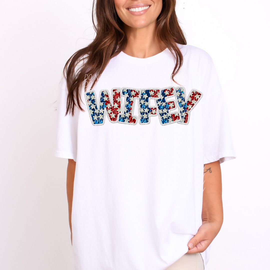 Fourth of July Glitter Names DTF Print