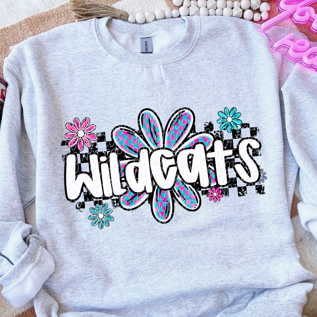 Checker Flower Mascots DTF Print