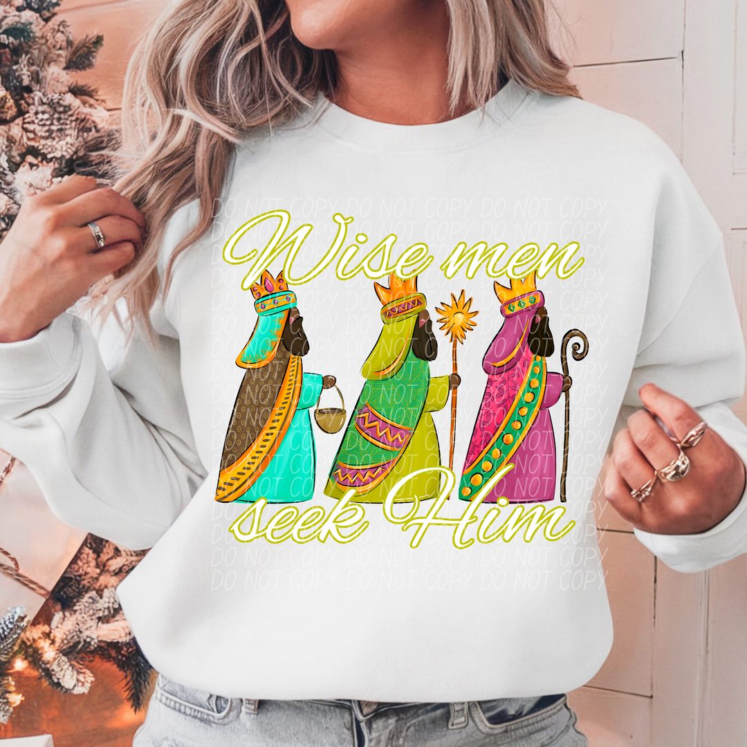 Wise Men Seek Him Neon DTF Print