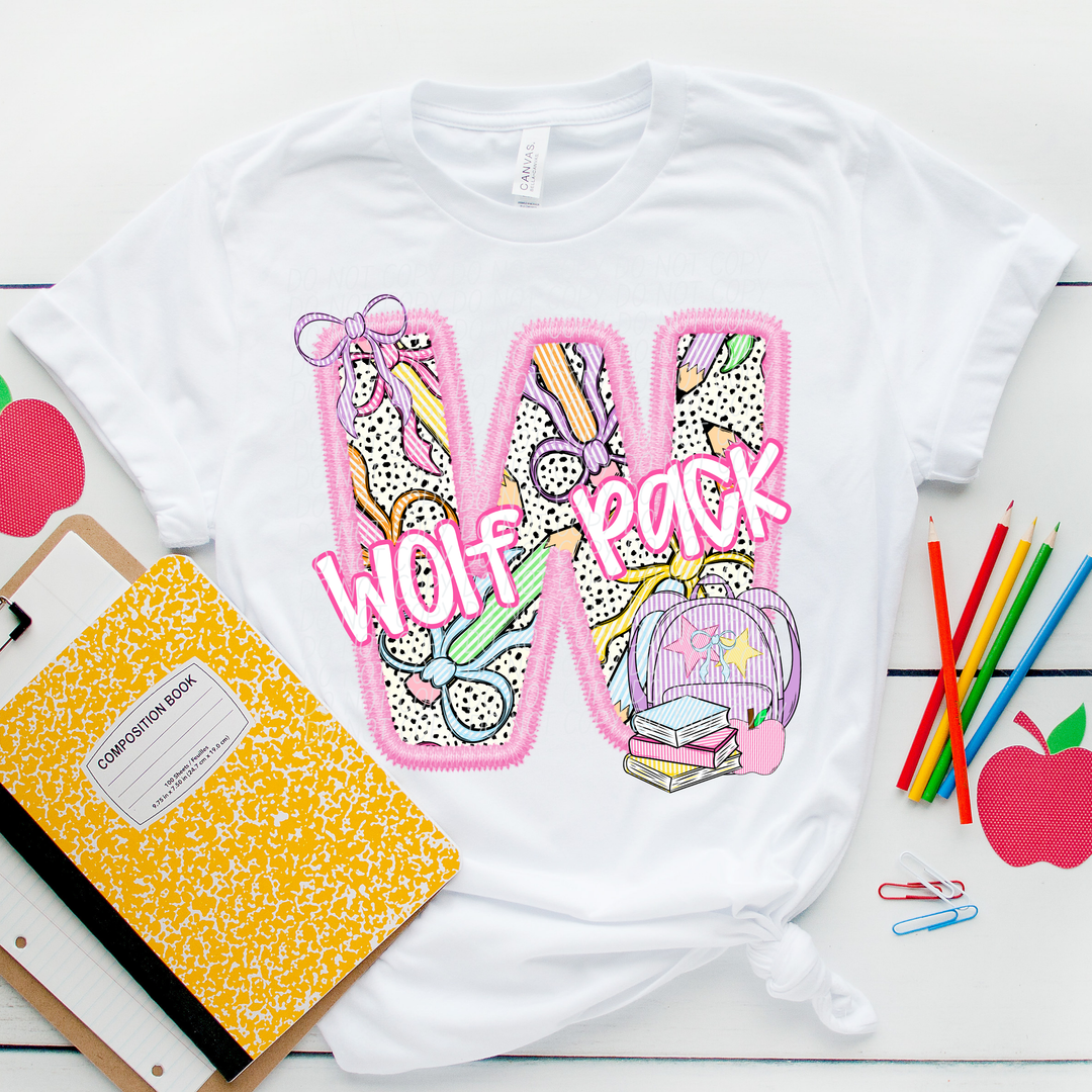 Pink Letter Back to School Mascots Youth DTF Print