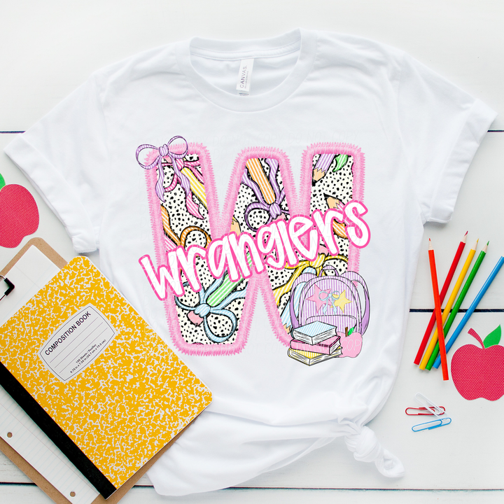 Pink Letter Back to School Mascots Youth DTF Print