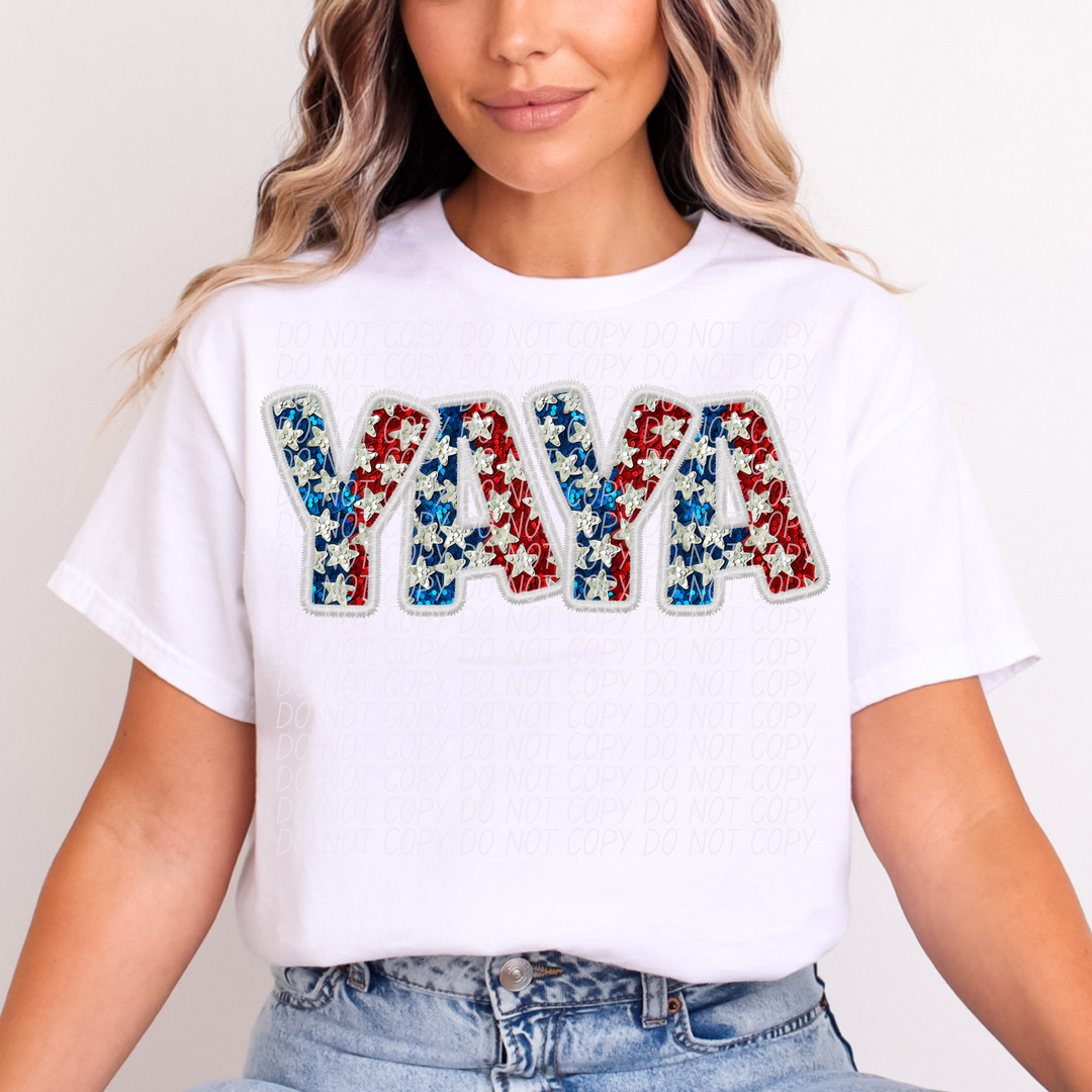 Fourth of July Glitter Names DTF Print