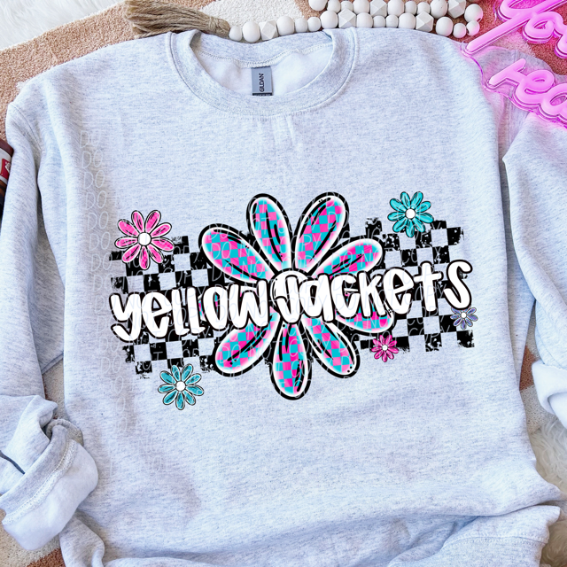 Checker Flower Mascots DTF Print