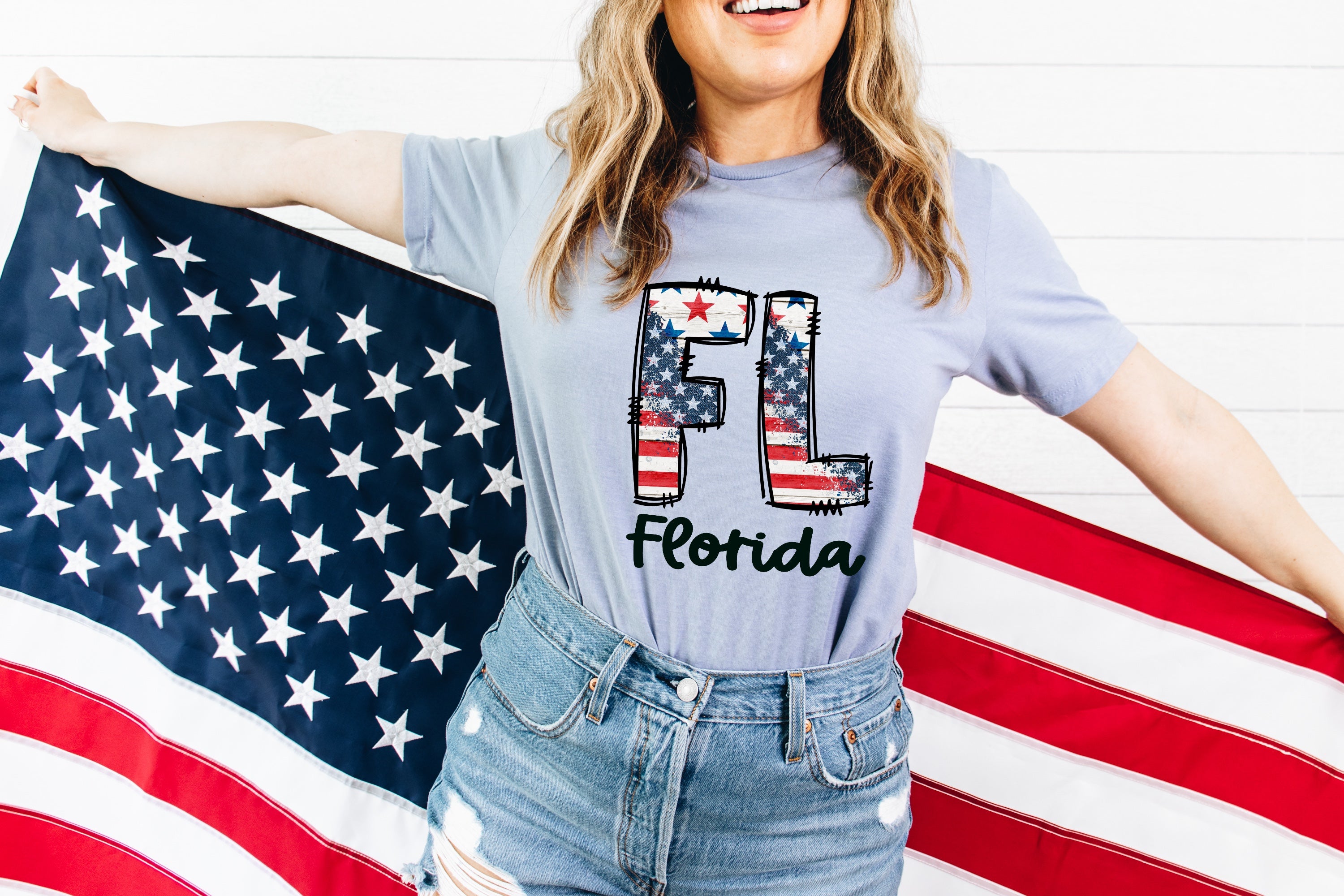 Patriotic Red White and Blue State DTF Print