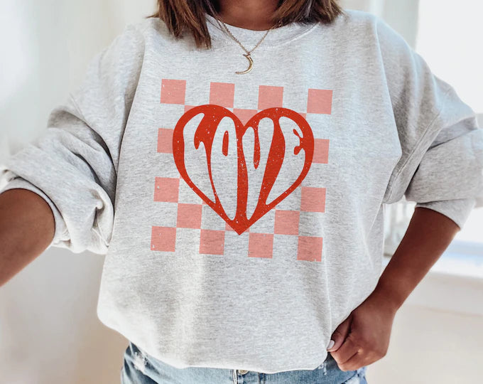 Checkered Love DTF Print