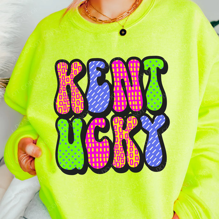 Neon Patterned Kentucky DTF Print