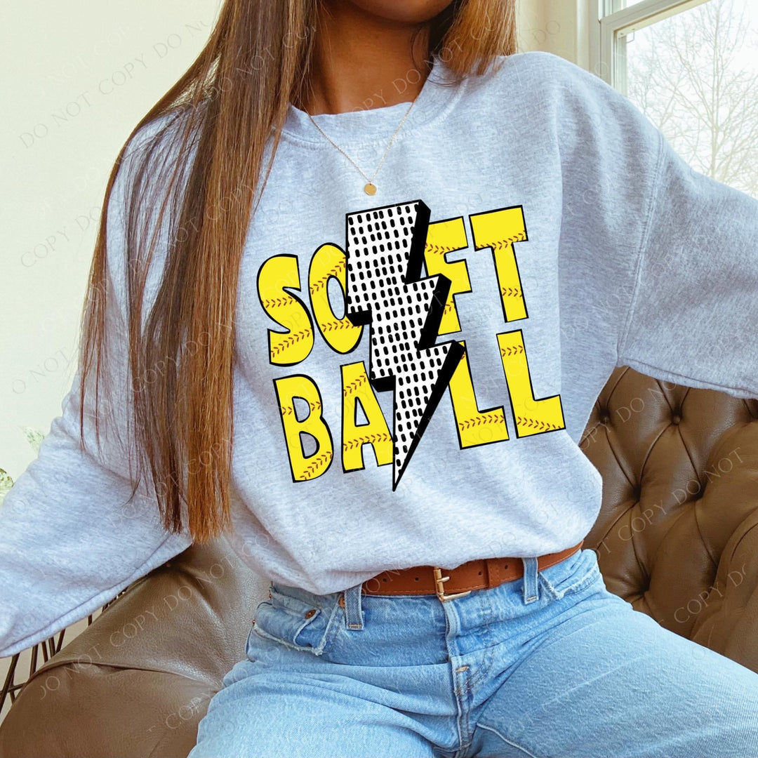 Softball Bolt DTF Print