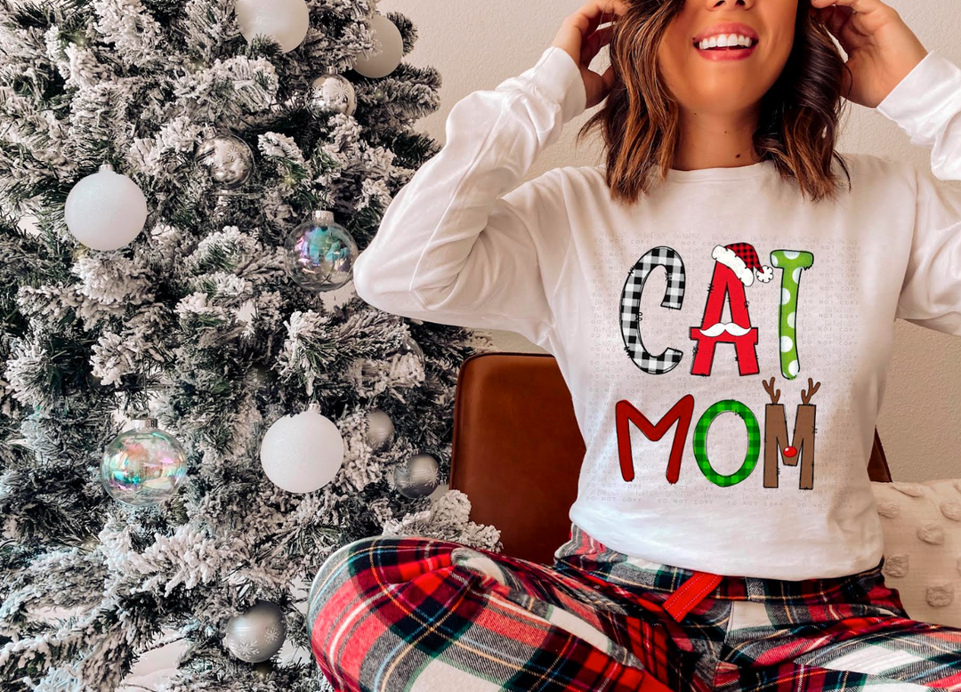 Cat Mom Christmas DTF Print