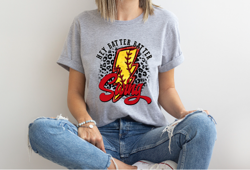 Hey Batter Batter Swing Bolt (Softball, Baseball, Both) DTF Print