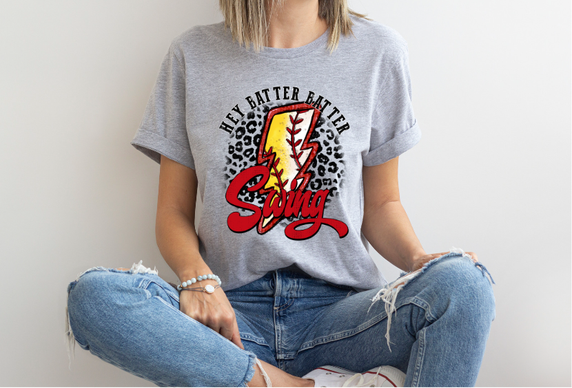 Hey Batter Batter Swing Bolt (Softball, Baseball, Both) DTF Print