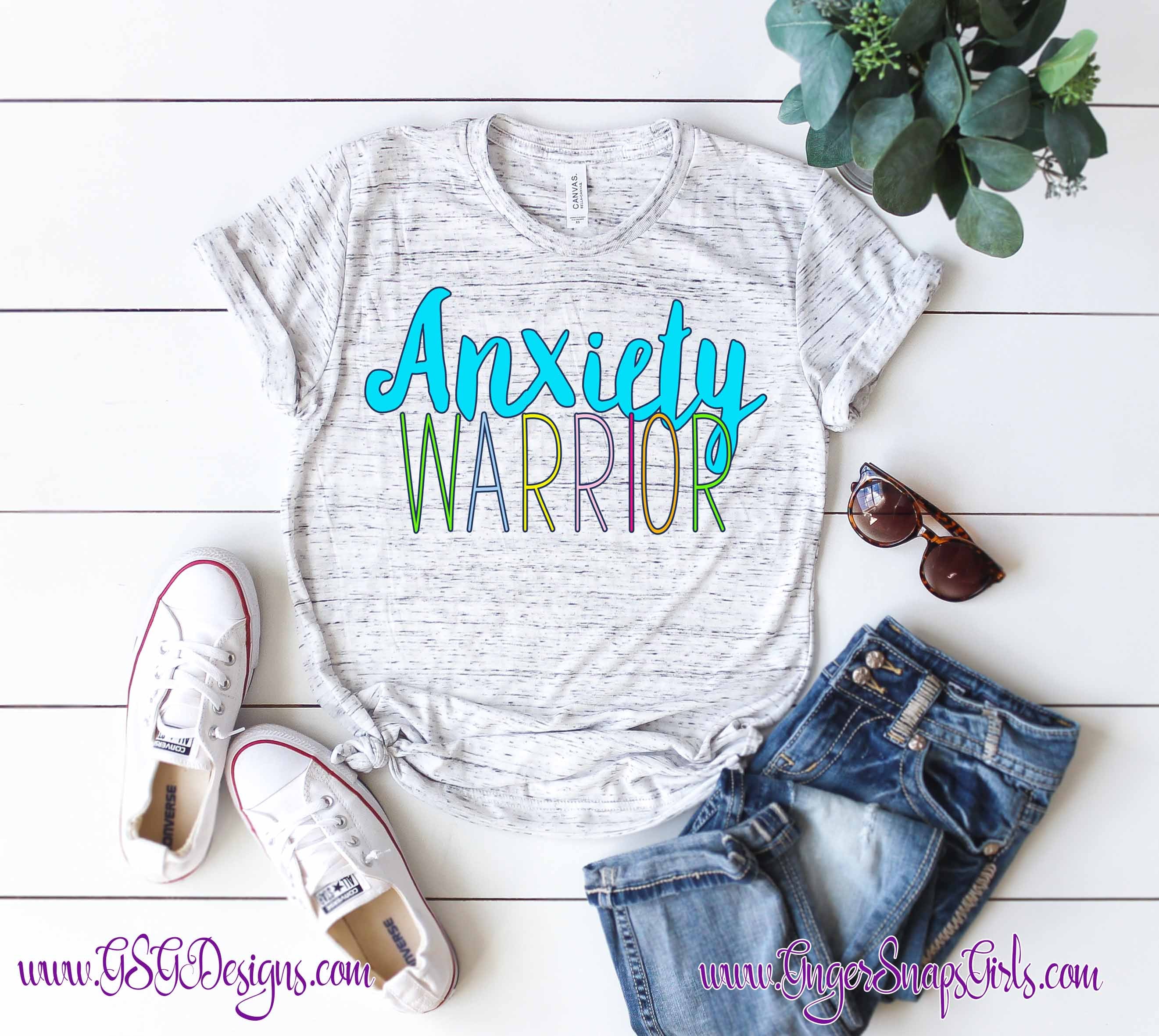 Anxiety Warrior Colorful Digital Design File PNG