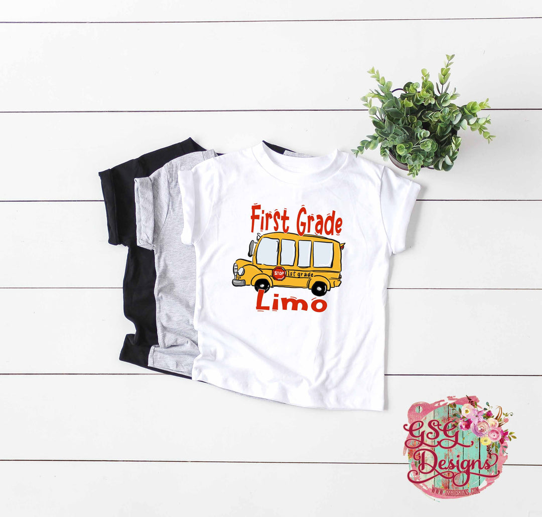 First Grade Limo School Bus All Grades Available Printable and Sublimation Design File PNG