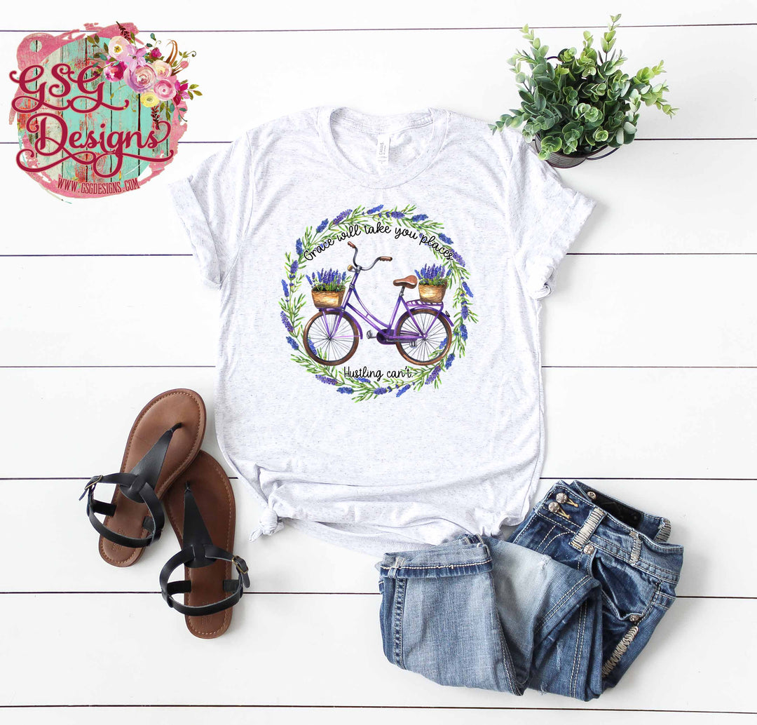 Grace Will Take You Places Hustling Can't Lavender Bike Digital Design File PNG