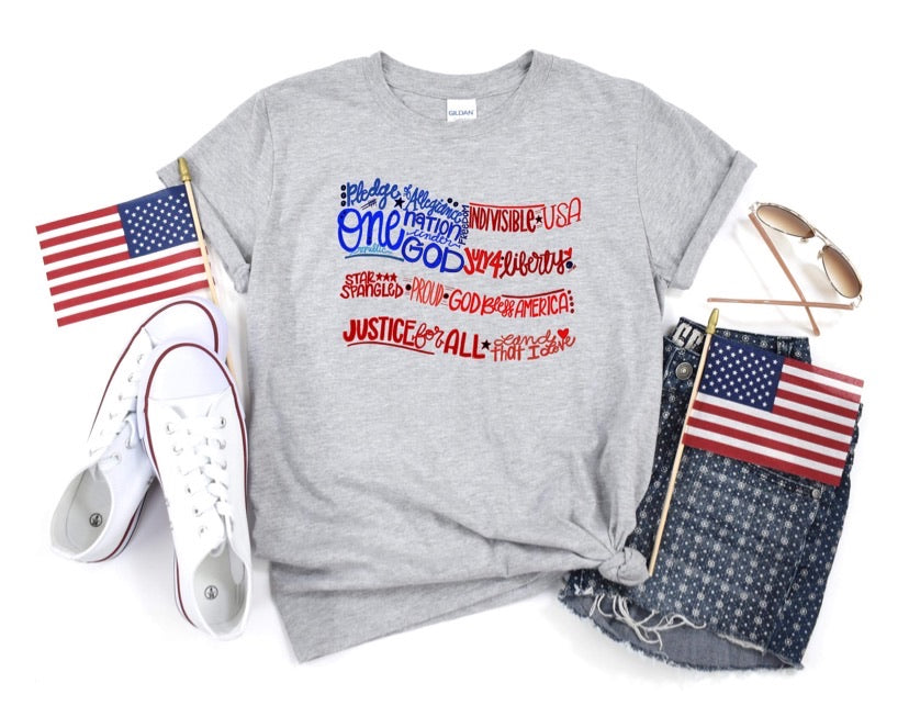 One Nation Under God Flag Printed Tee