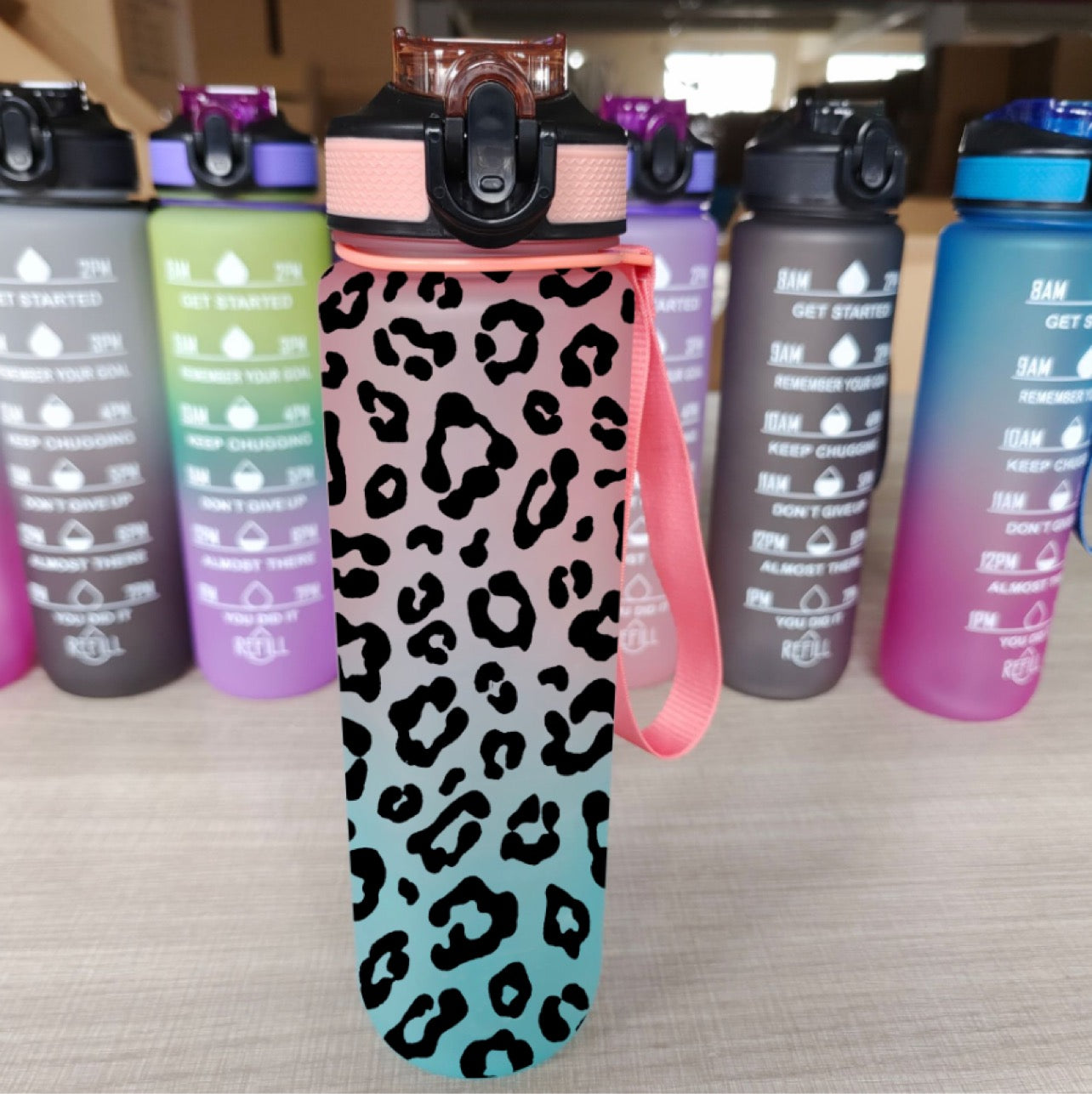 Leopard Print Ombré Water Bottles