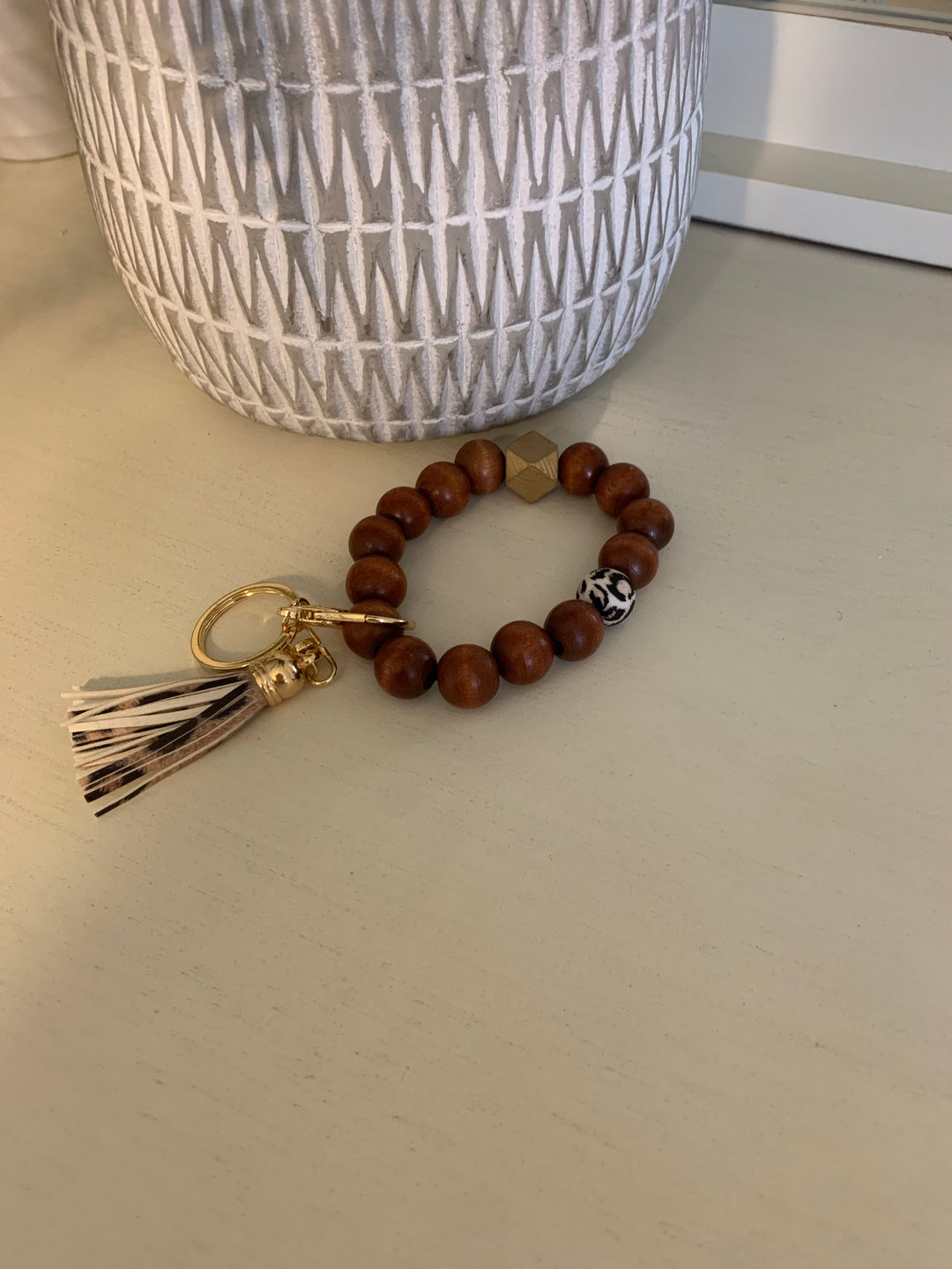 Vibrant Chunky Bead Bracelet with Keyring