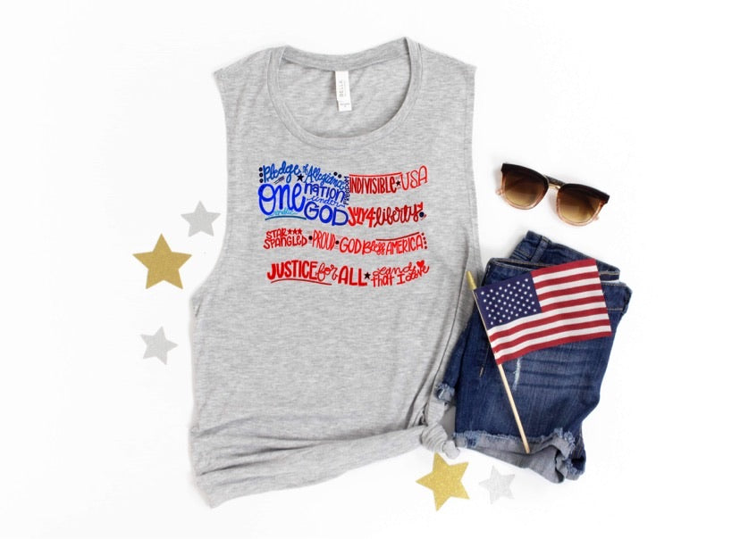 One Nation Under God Flag Printed Tee