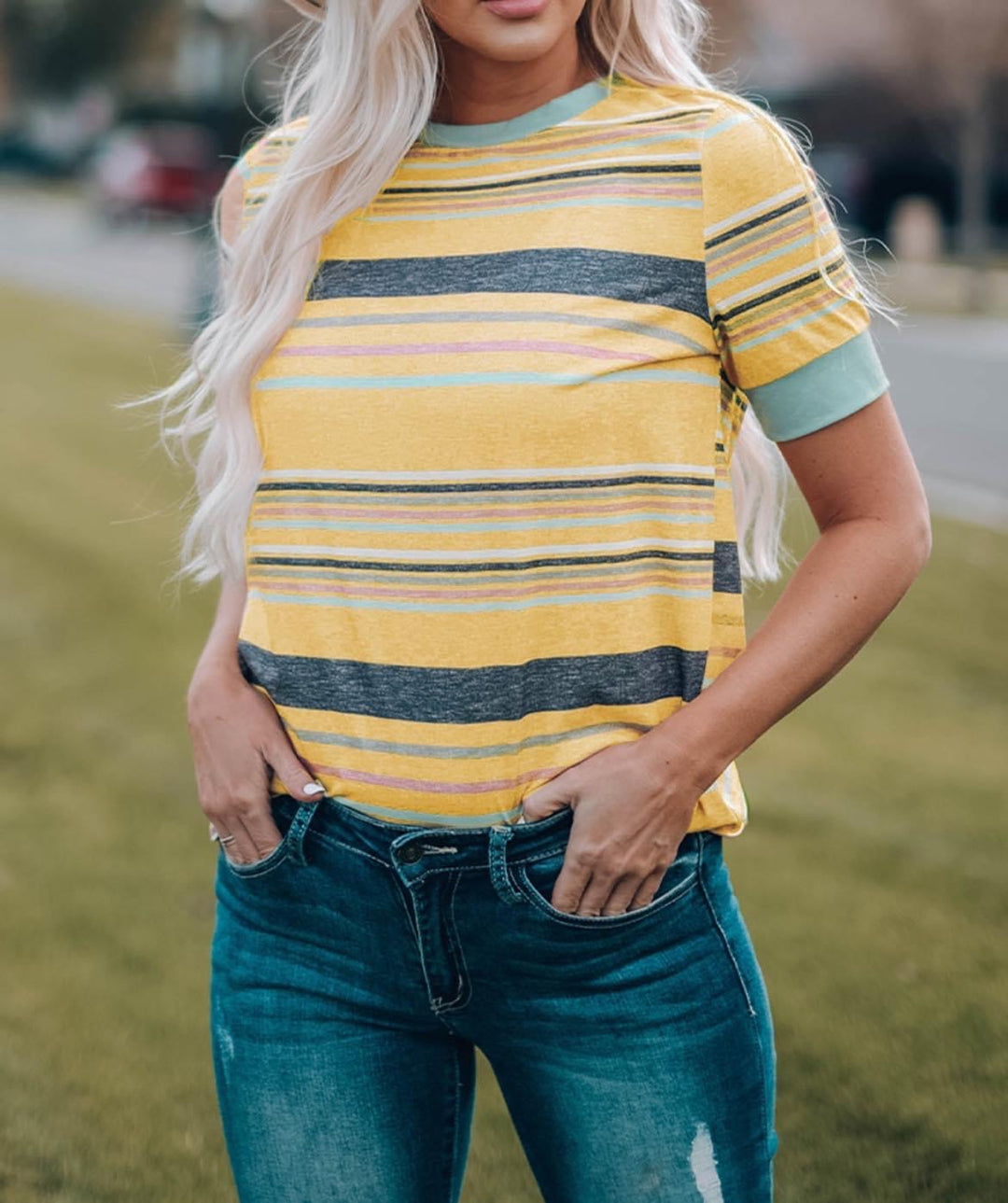 Yellow Striped Top