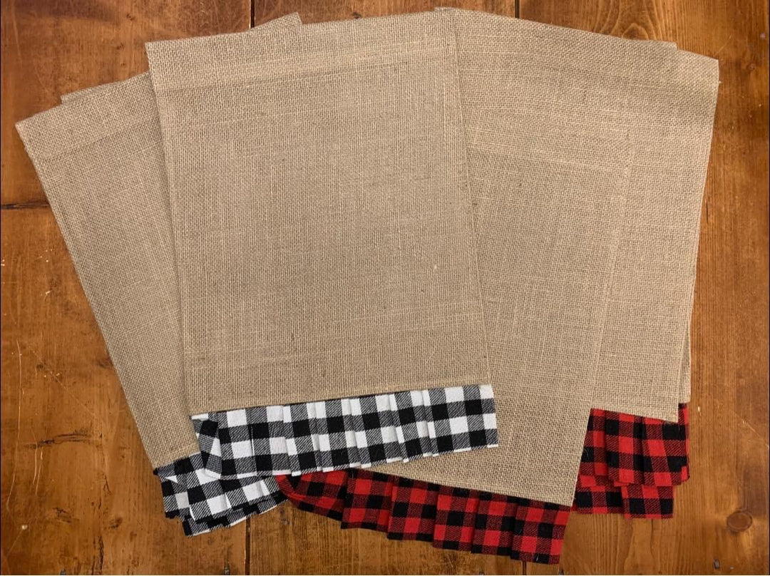 Burlap Flags with Buffalo Plaid Fringe