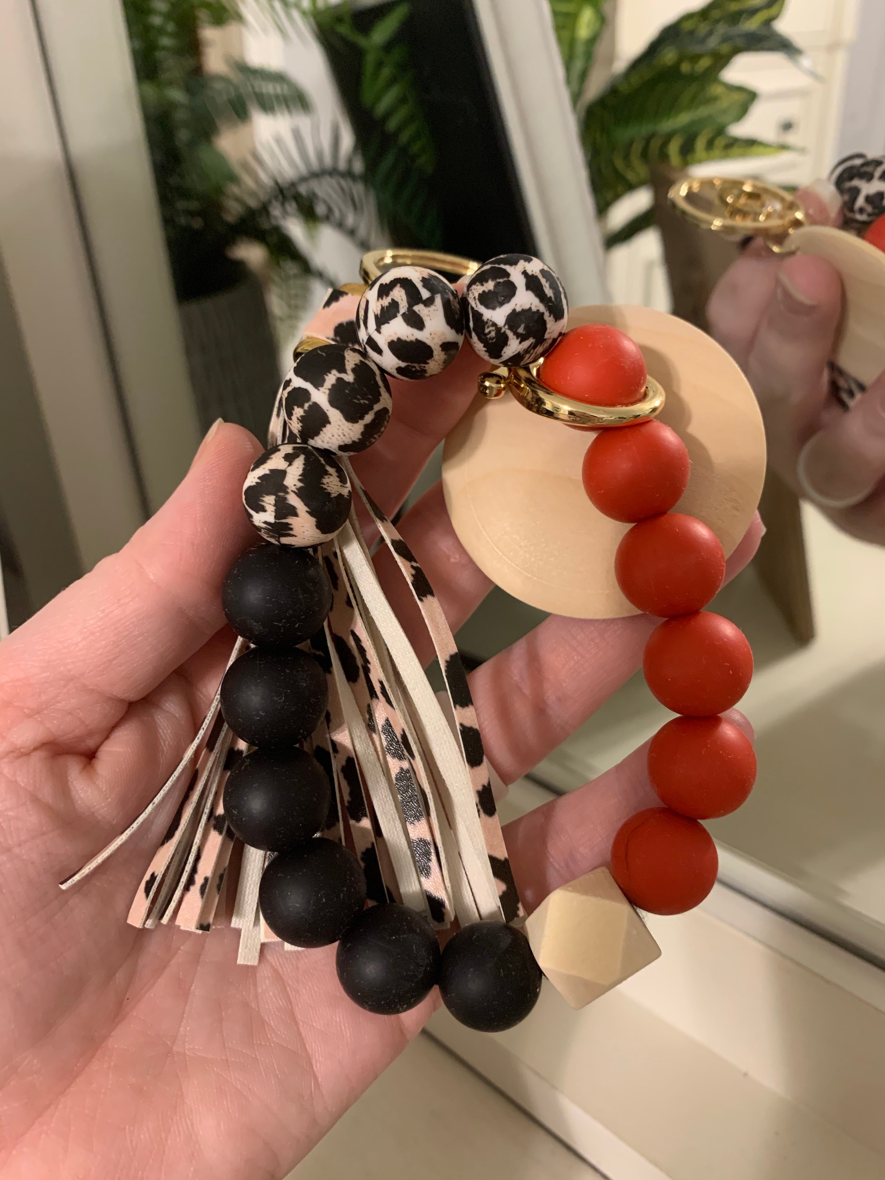 Silicone Chunky Bead Keyring with Disc