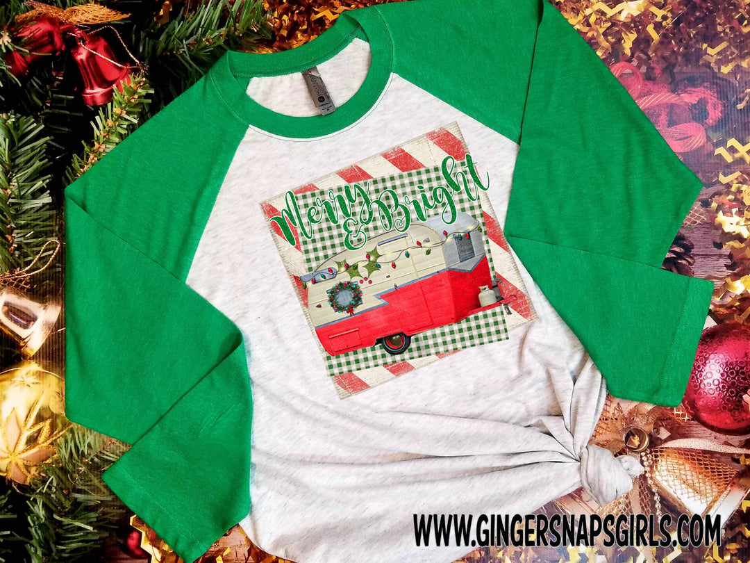 Merry and Bright Vintage Christmas Camper Digital Design File