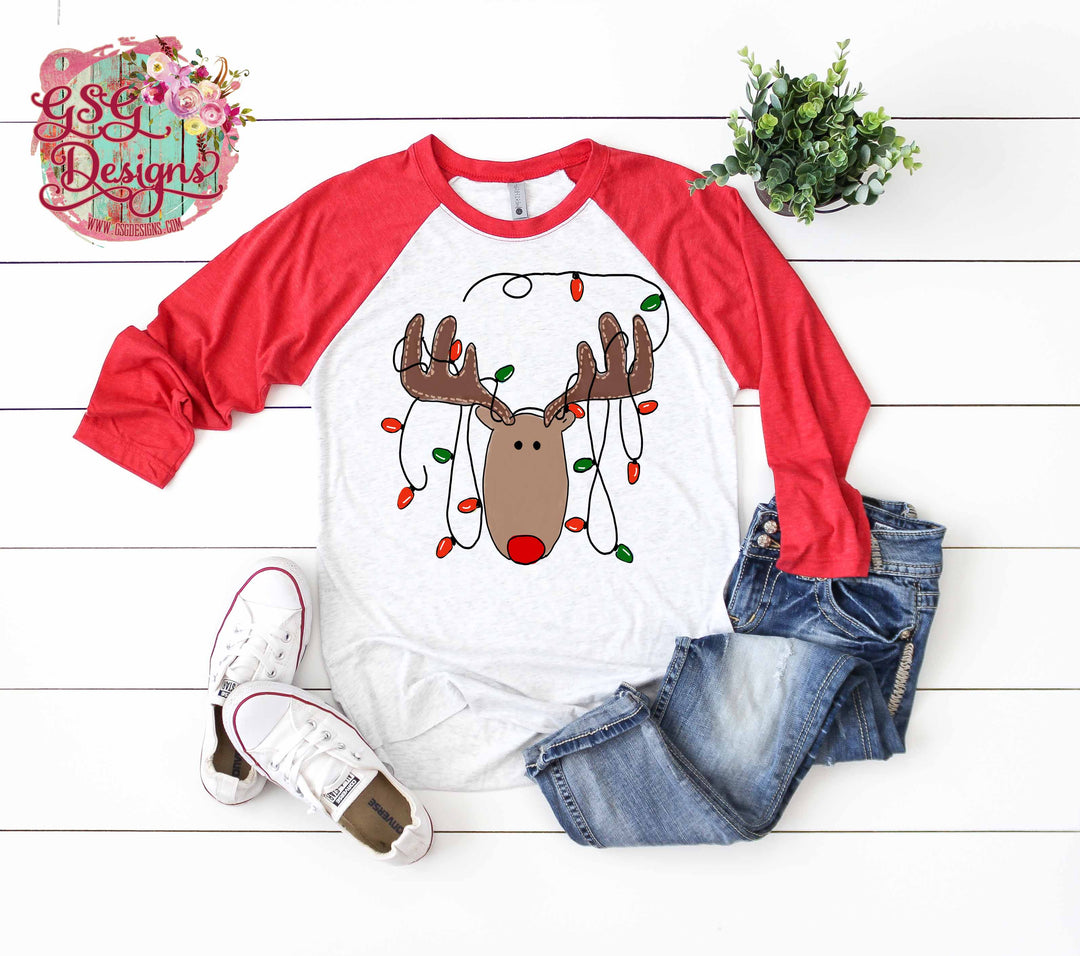 Reindeer with Lights Christmas DTF Print