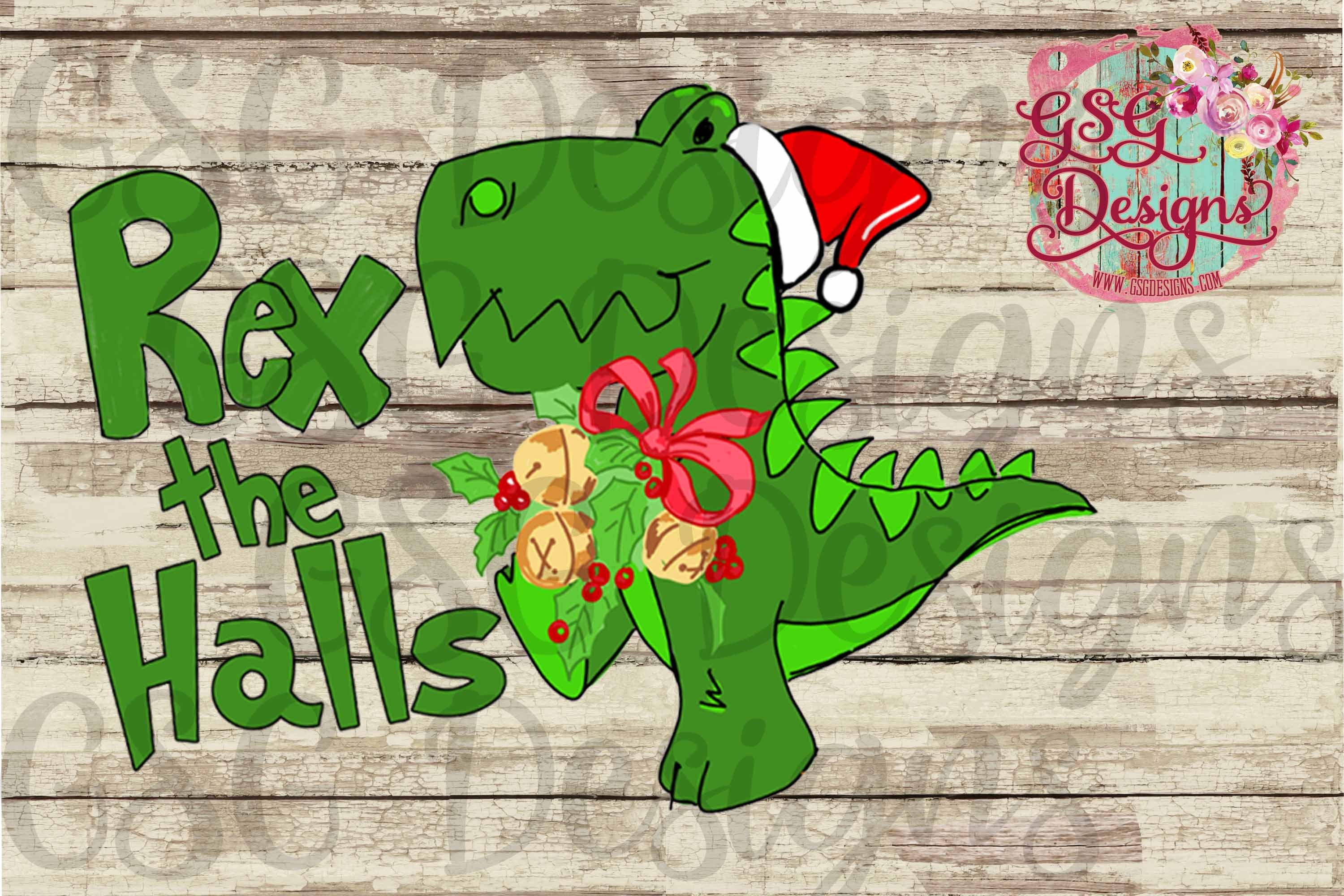 Rex the Halls Dinosaur Christmas Digital Design File
