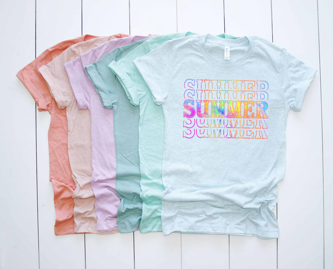 Summer Triple Rainbow  DTF Print