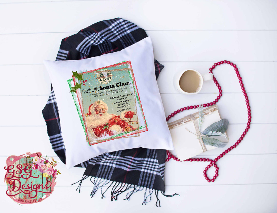 Vintage Santa Visit Glitter Christmas and Winter Digital Design File